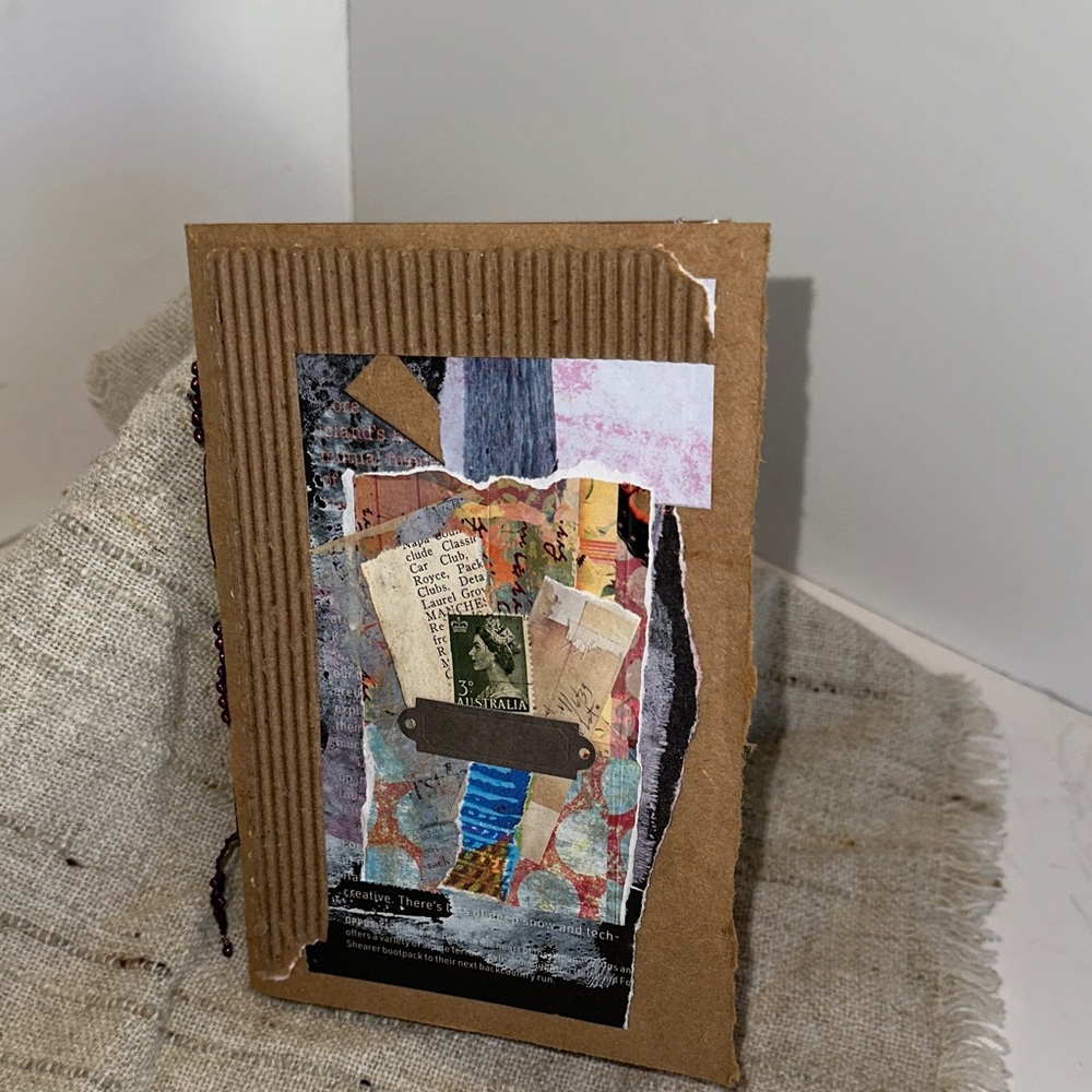 Handmade Junk Journal with abstract collage Hand-Stitched Book